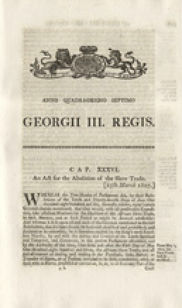 Front page from the Act abolishing the slave trade