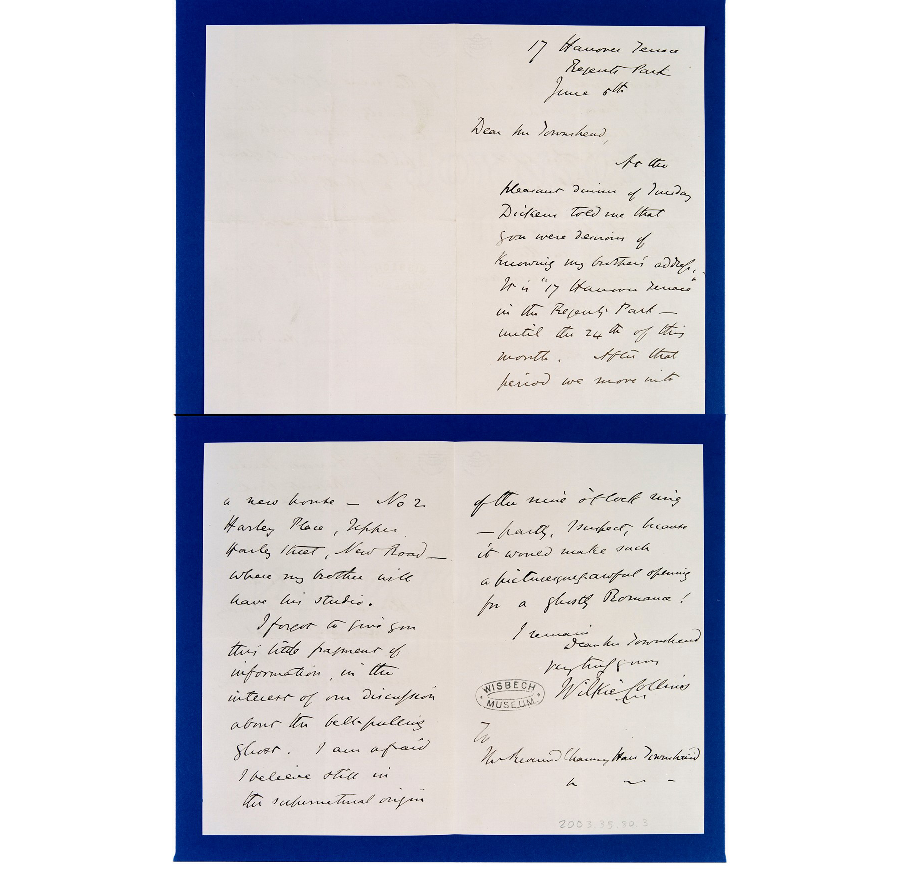 Wilkie Collins to Chauncy Hare Townshend. 5 June 1857