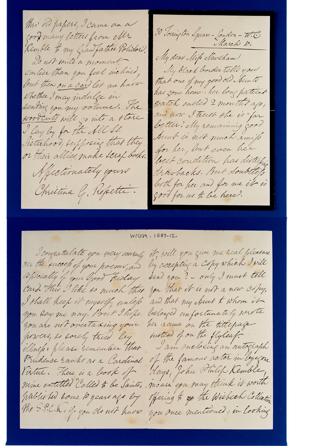 Christina G. Rossetti to Miss L. Newsham